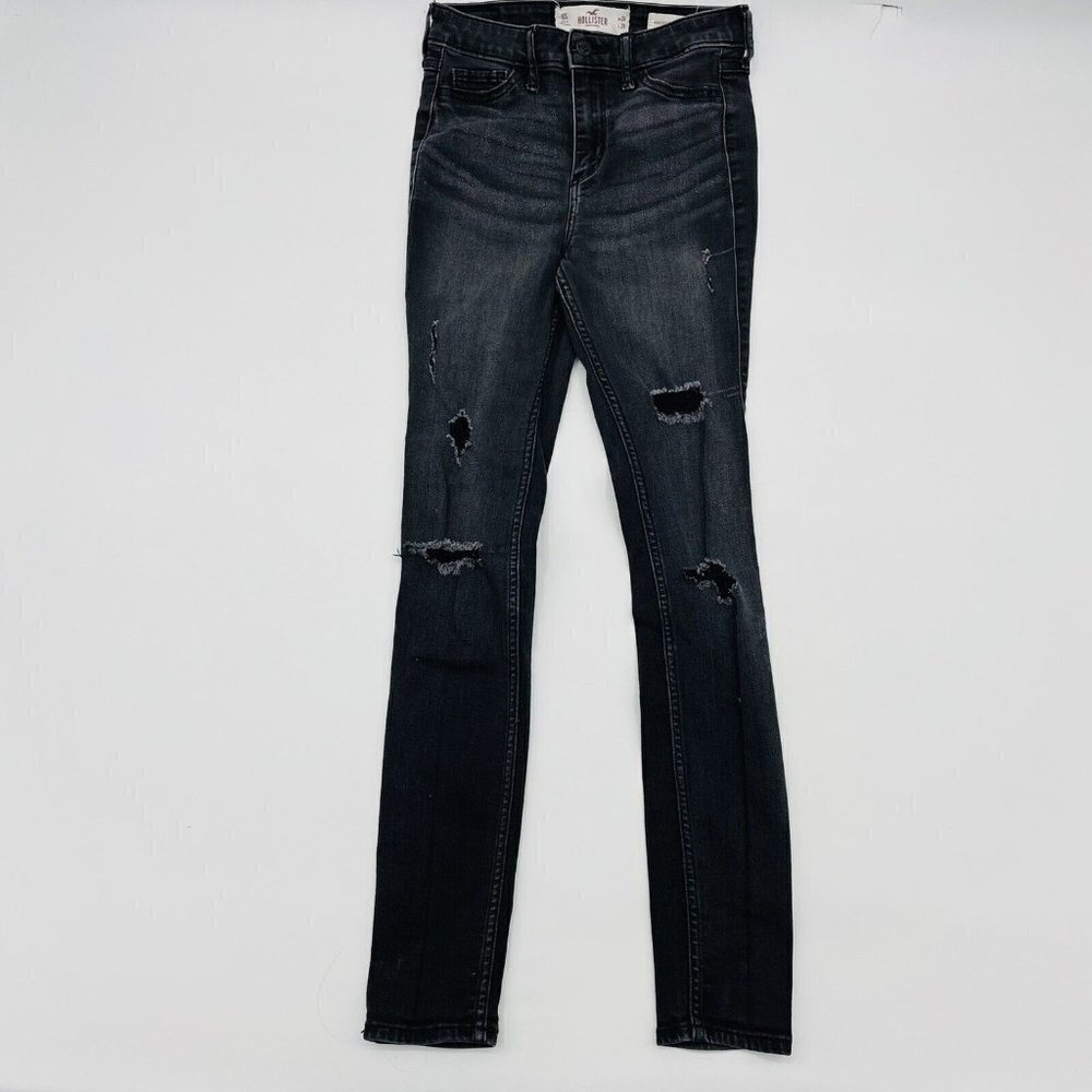 Hollister Juniors Size‎ 24 High Rise Super Skinny Distressed Jeans Black Wash